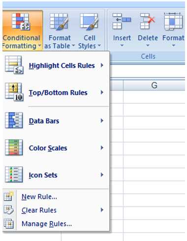 select conditional formatting