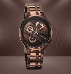 Exuberant Quartz Multifunction Brown Dial Stainless Steel Strap Watch for Guys
